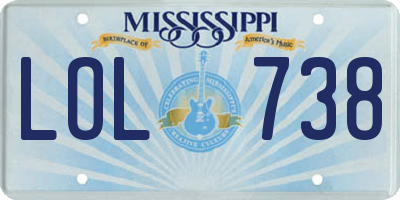MS license plate LOL738