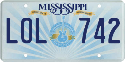MS license plate LOL742