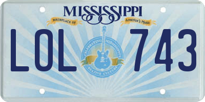 MS license plate LOL743