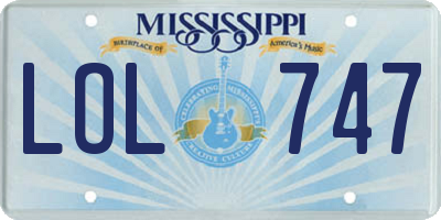 MS license plate LOL747