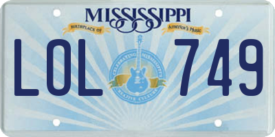 MS license plate LOL749