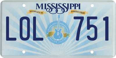 MS license plate LOL751
