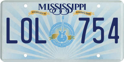 MS license plate LOL754