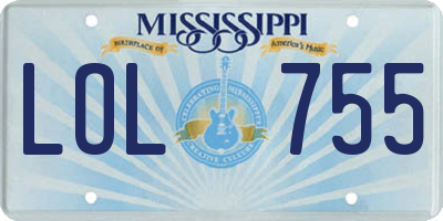 MS license plate LOL755