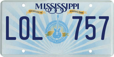 MS license plate LOL757