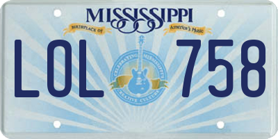 MS license plate LOL758