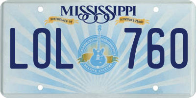 MS license plate LOL760