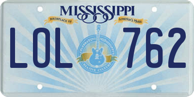MS license plate LOL762