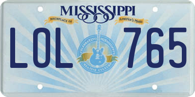 MS license plate LOL765