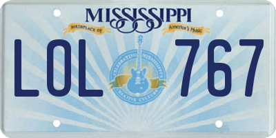 MS license plate LOL767