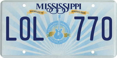 MS license plate LOL770