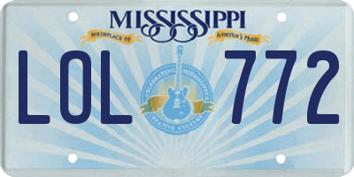 MS license plate LOL772