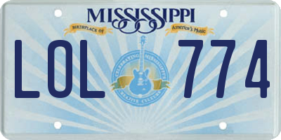 MS license plate LOL774