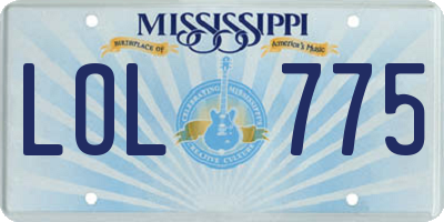 MS license plate LOL775