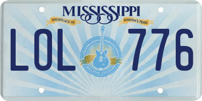 MS license plate LOL776