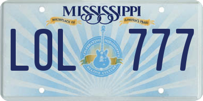 MS license plate LOL777