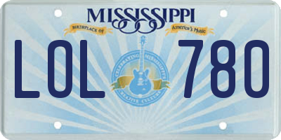 MS license plate LOL780