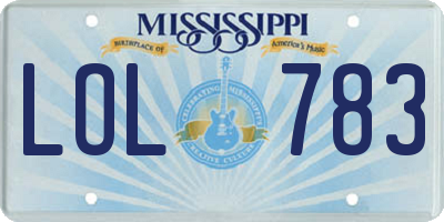 MS license plate LOL783