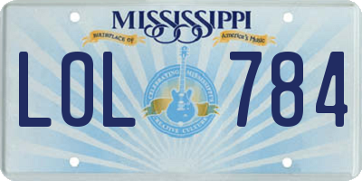 MS license plate LOL784