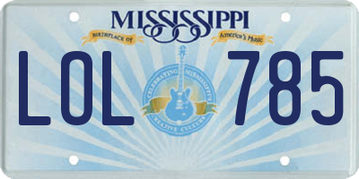 MS license plate LOL785