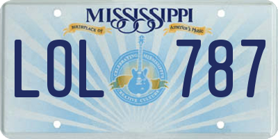 MS license plate LOL787