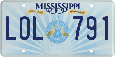 MS license plate LOL791