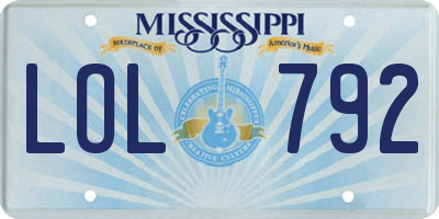 MS license plate LOL792