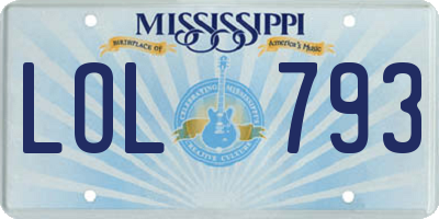 MS license plate LOL793