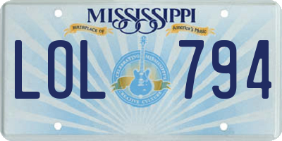 MS license plate LOL794