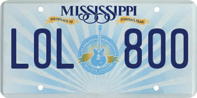 MS license plate LOL800