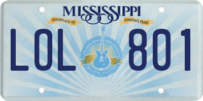 MS license plate LOL801