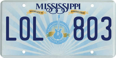 MS license plate LOL803