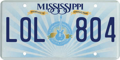 MS license plate LOL804
