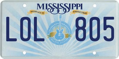 MS license plate LOL805