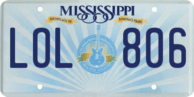 MS license plate LOL806