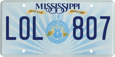 MS license plate LOL807