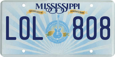 MS license plate LOL808