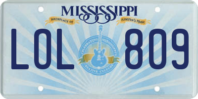 MS license plate LOL809