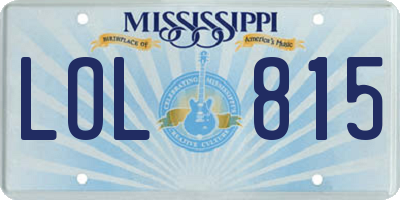 MS license plate LOL815