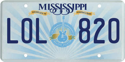 MS license plate LOL820