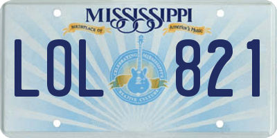MS license plate LOL821