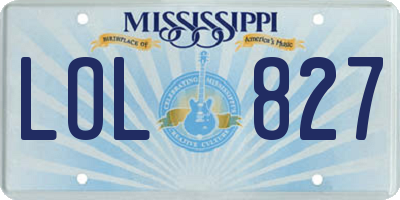MS license plate LOL827