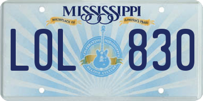 MS license plate LOL830