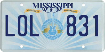 MS license plate LOL831