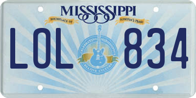 MS license plate LOL834