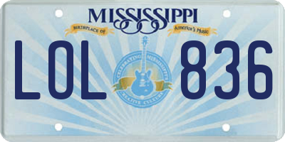 MS license plate LOL836