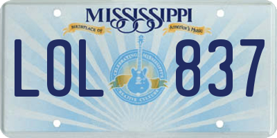 MS license plate LOL837