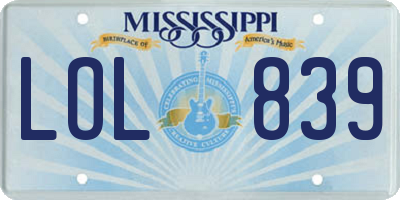 MS license plate LOL839