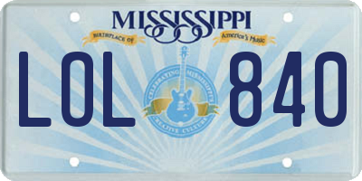 MS license plate LOL840