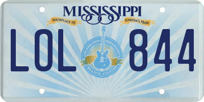 MS license plate LOL844